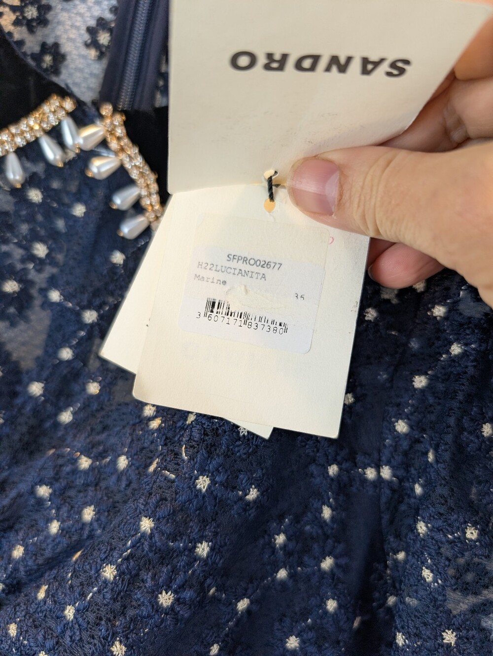 SANDRO Short Dress With Peter Pan Collar size 4(36) BNWT - Picture 8 of 16